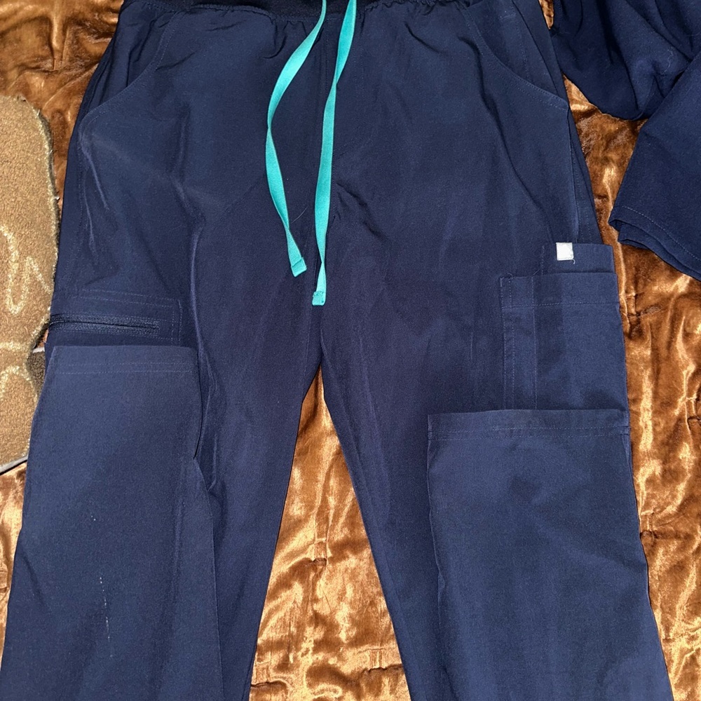 Figs Cargo Pants in Navy with Teal Accents